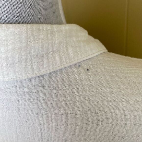 Women’s button down short sleeve maxi collar dress or swim cover up white - Picture 6 of 10